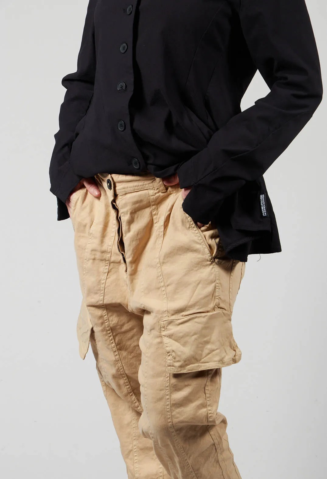 Slim Leg Cargo Trousers in Corn