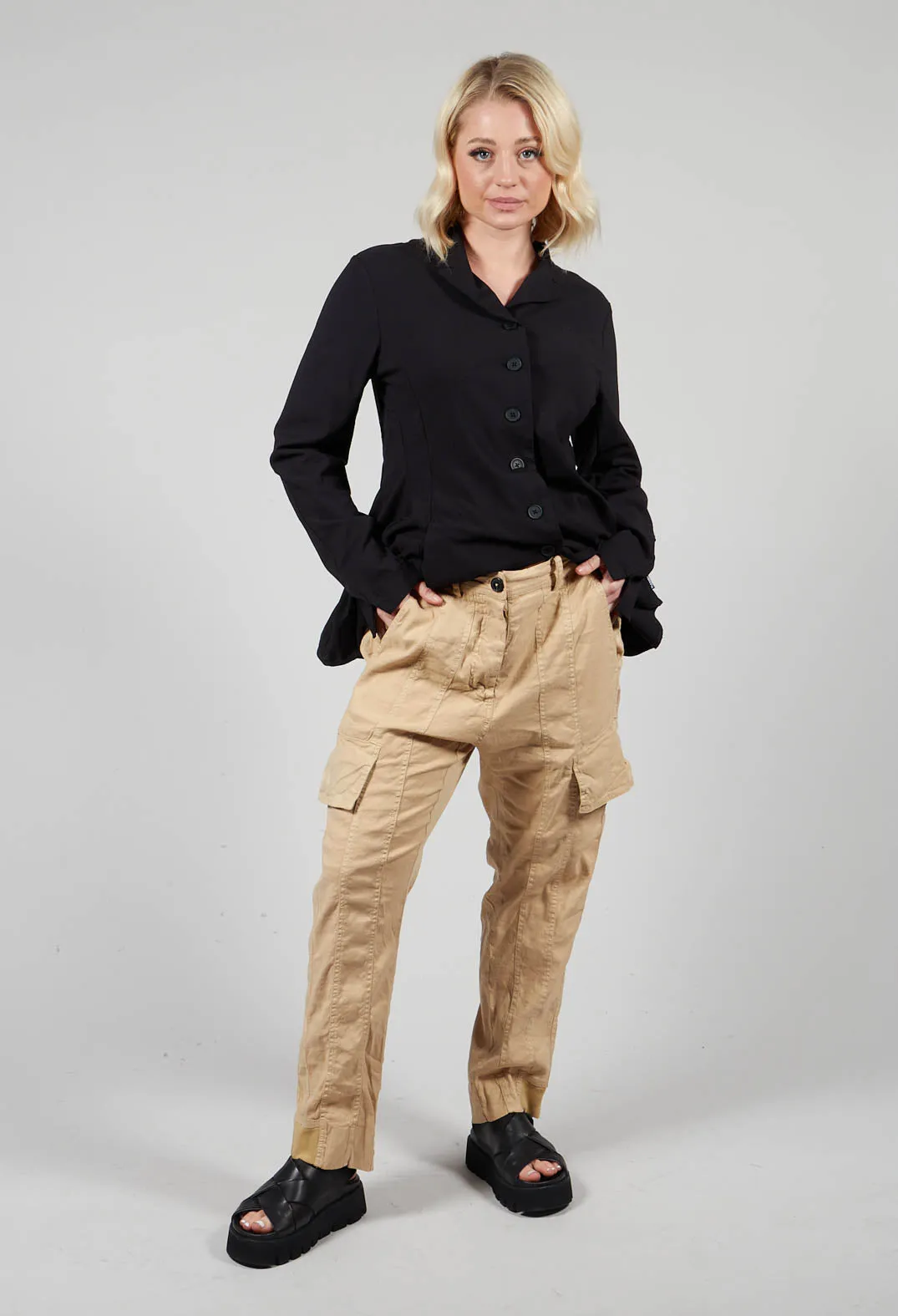 Slim Leg Cargo Trousers in Corn