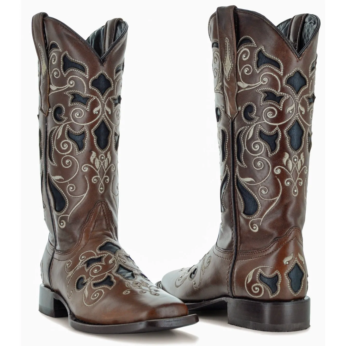 Soto boots Womens Brown Inlay Cowboy Boots M50052