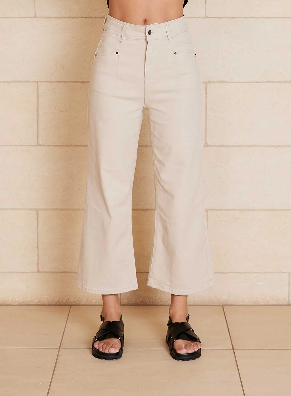 Stassy Wide Leg Pant-OATMEAL