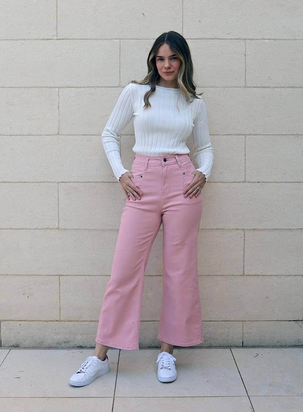 Stassy Wide Leg Pant-ROSEWATER