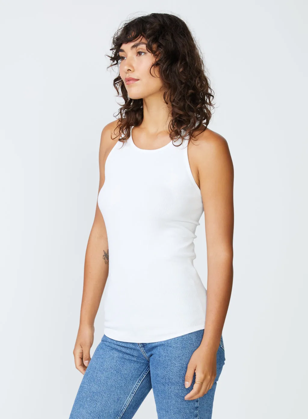 Stateside 2x1 Racerback Tank Top in White