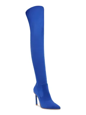 STEVE MADDEN Womens Blue Padded Vivee Pointed Toe Sculpted Heel Zip-Up Dress Heeled Boots M