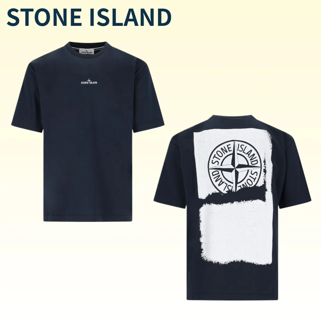 STONE ISLAND  |Crew Neck Pullovers Street Style Plain Cotton Short Sleeves