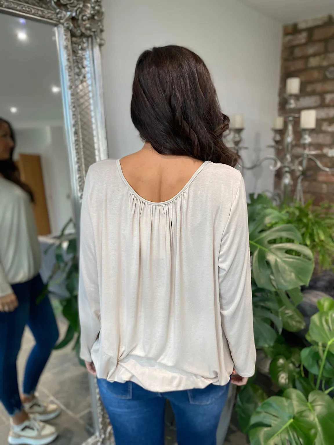 Stone Ruched Basic Top Angel