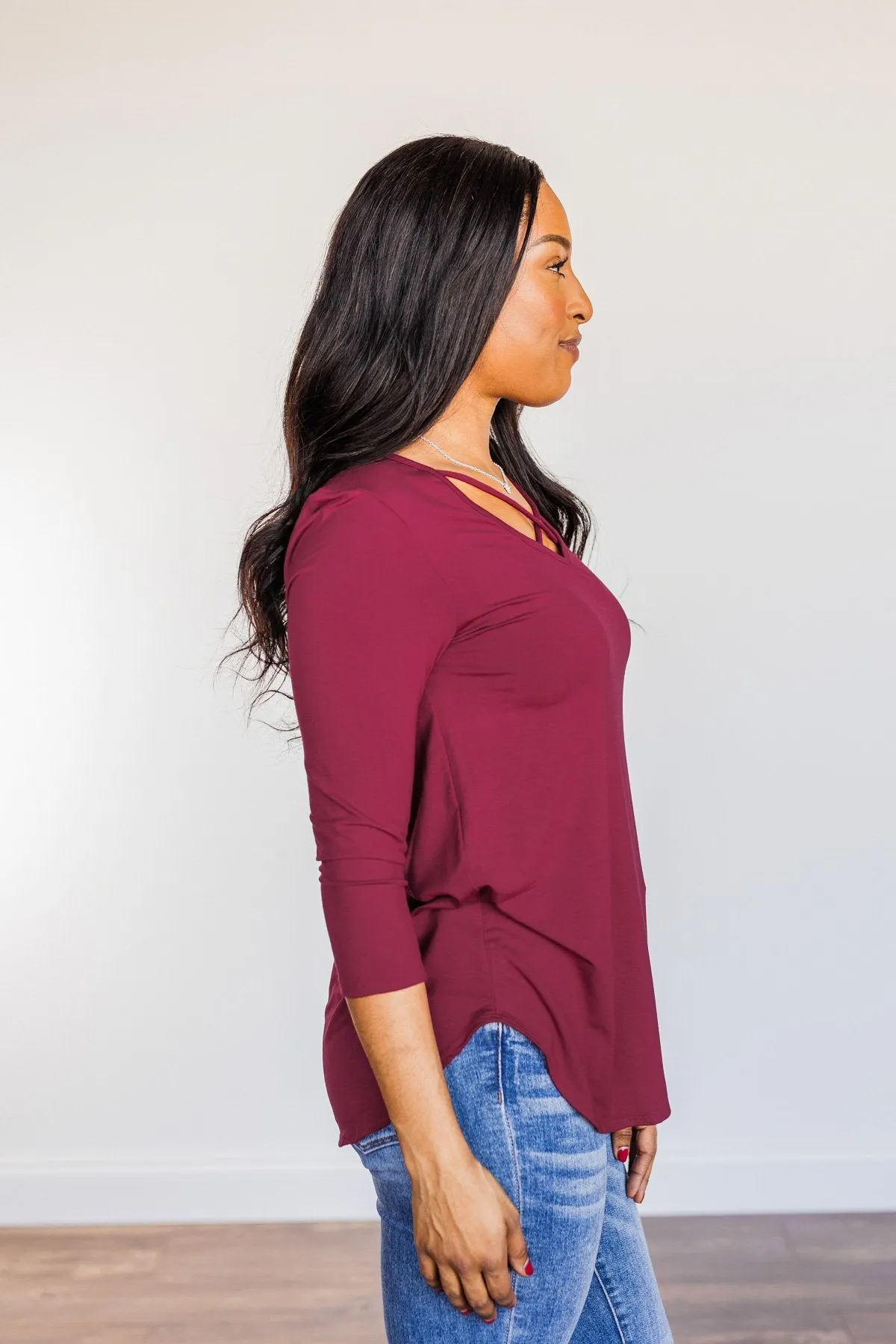 Sucker For Love Criss-Cross Top- Burgundy