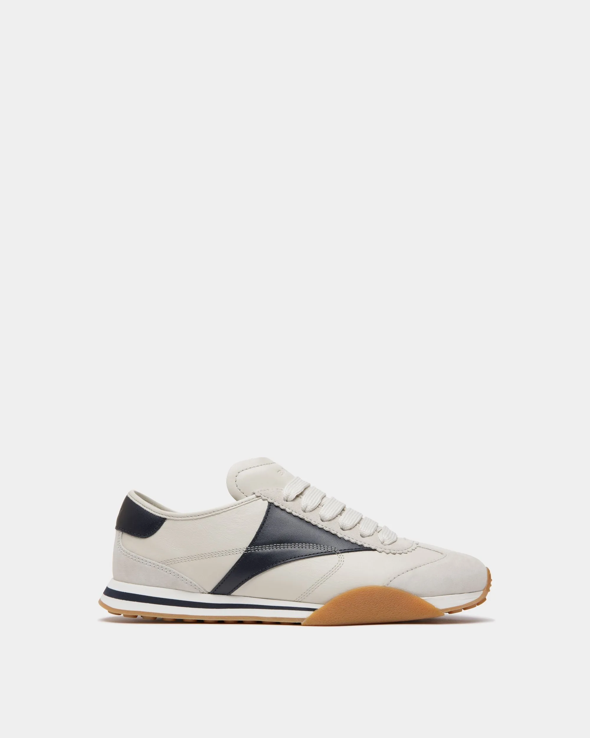 Sussex Sneaker In White And Navy Blue Leather 