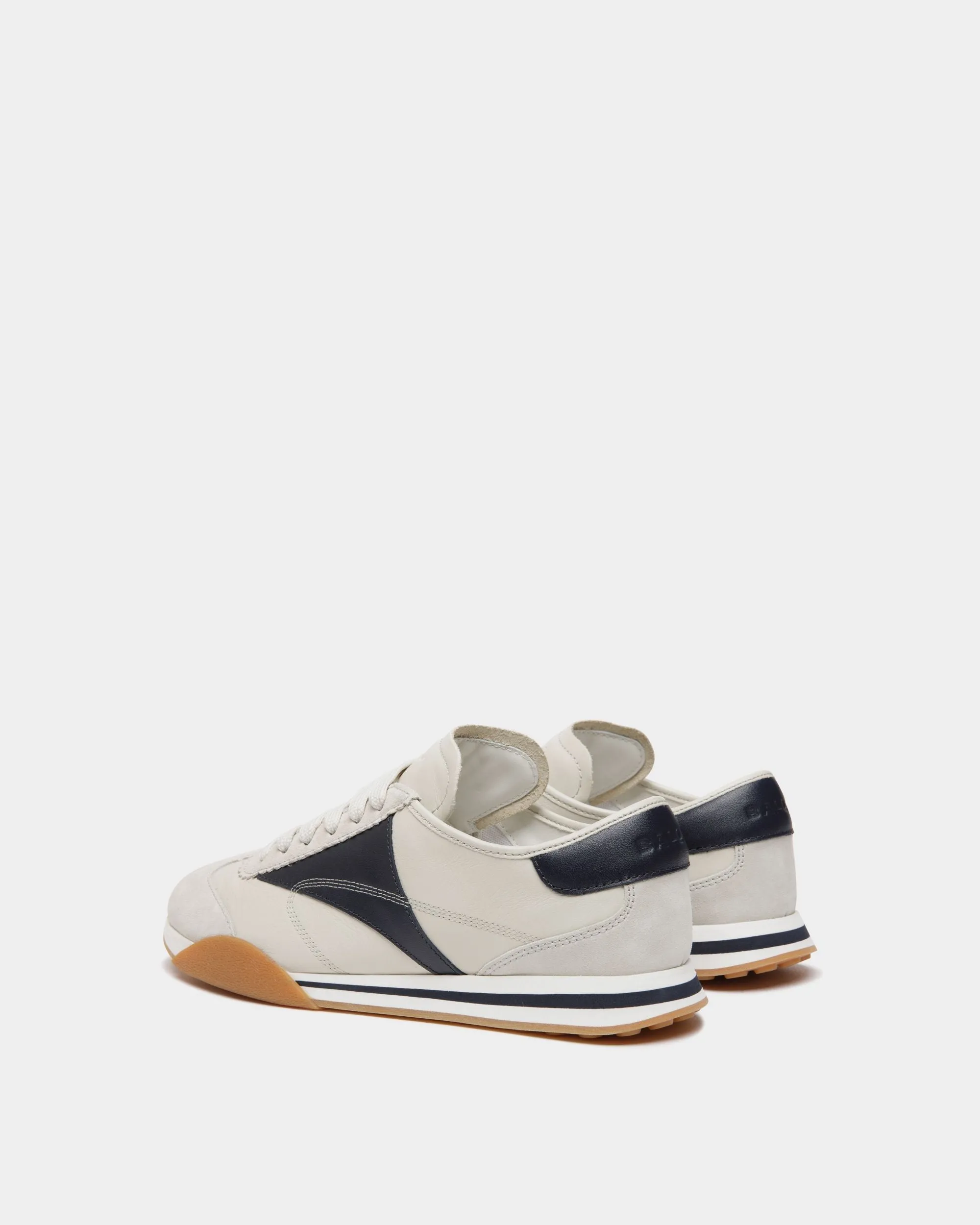 Sussex Sneaker In White And Navy Blue Leather 