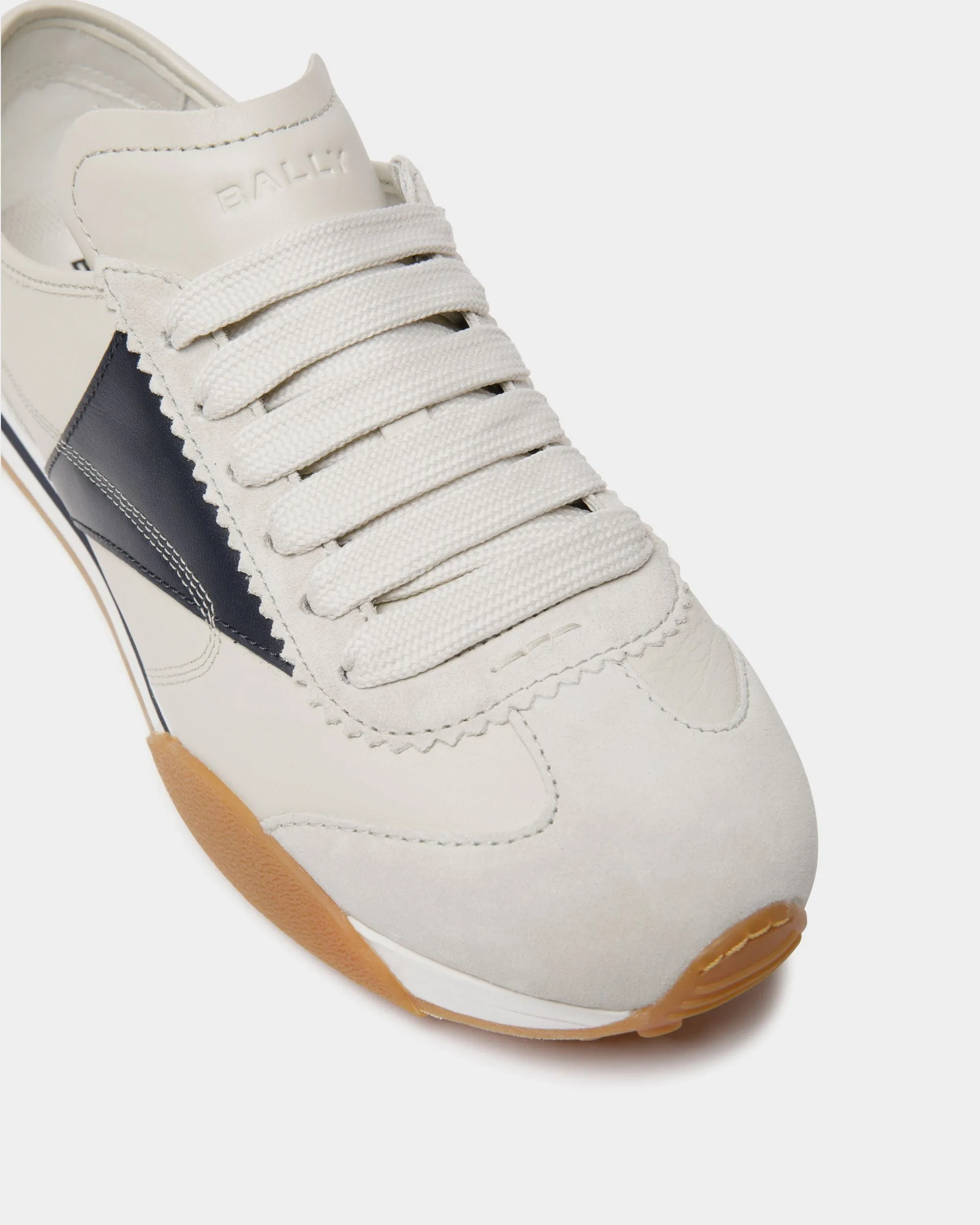 Sussex Sneaker In White And Navy Blue Leather 