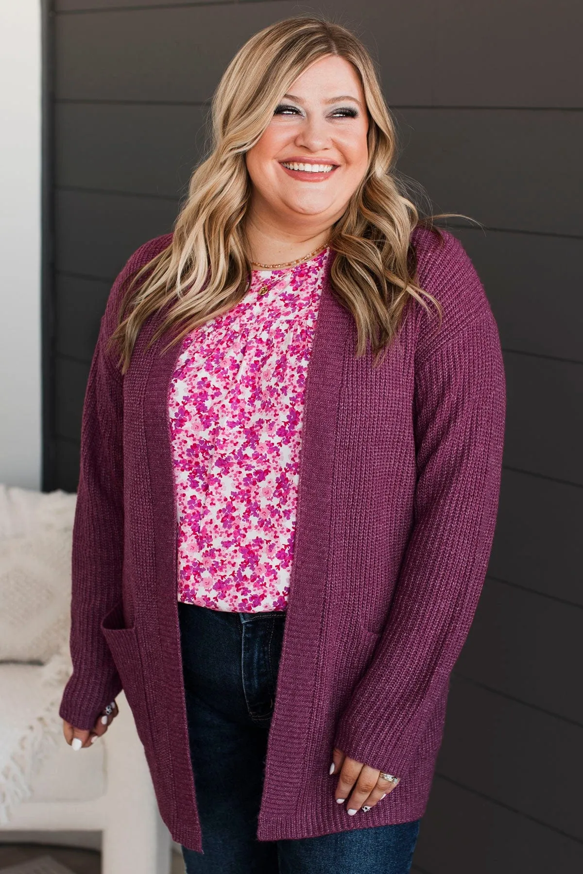 Take Me Places Knit Cardigan- Magenta