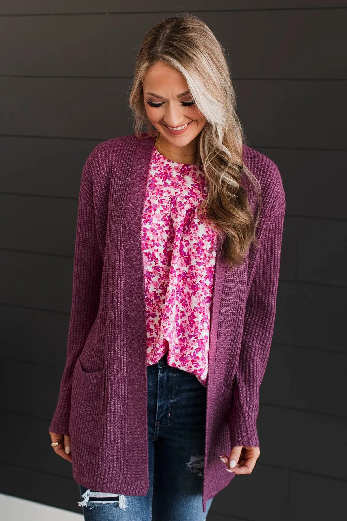 Take Me Places Knit Cardigan- Magenta