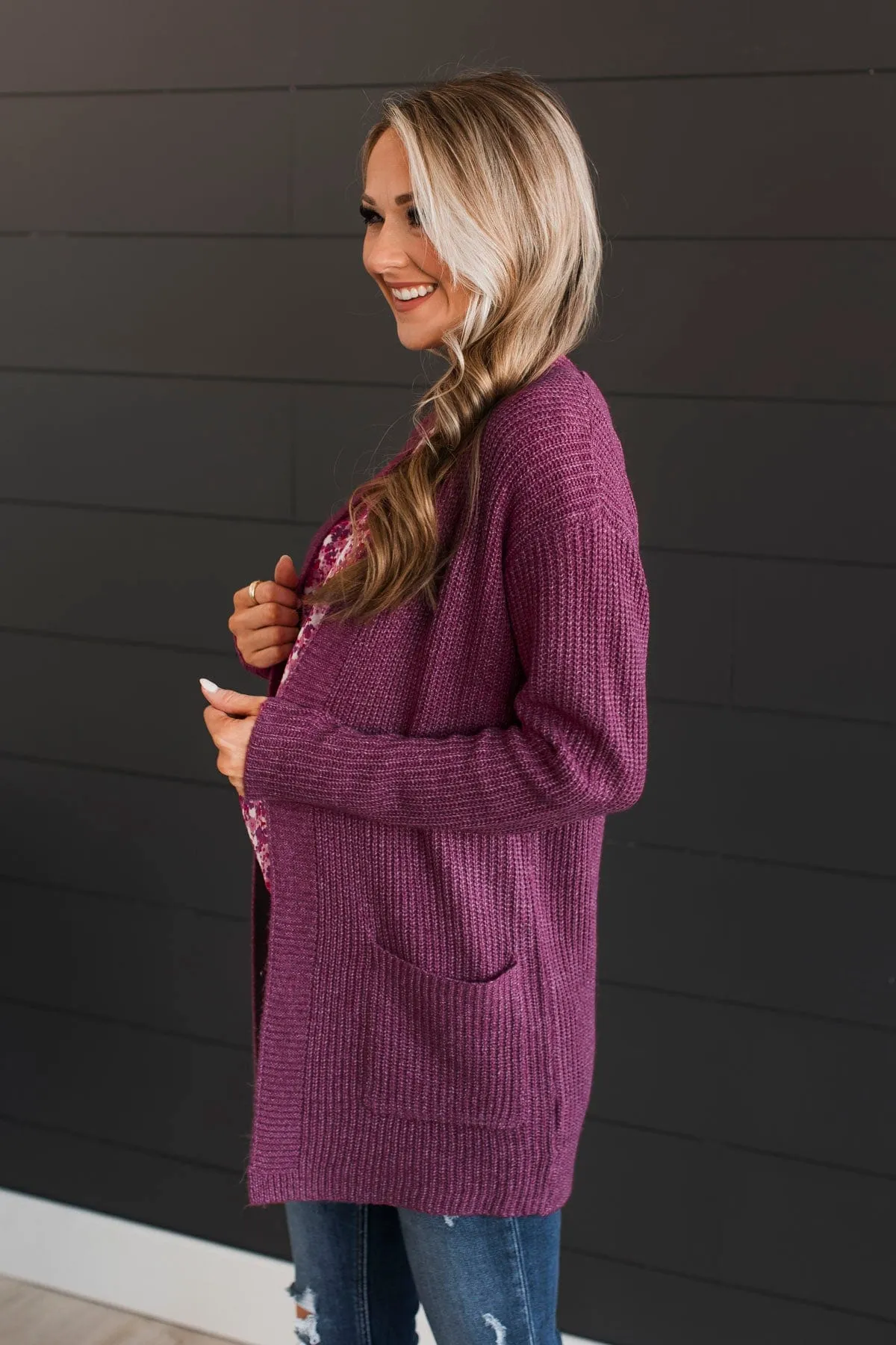 Take Me Places Knit Cardigan- Magenta