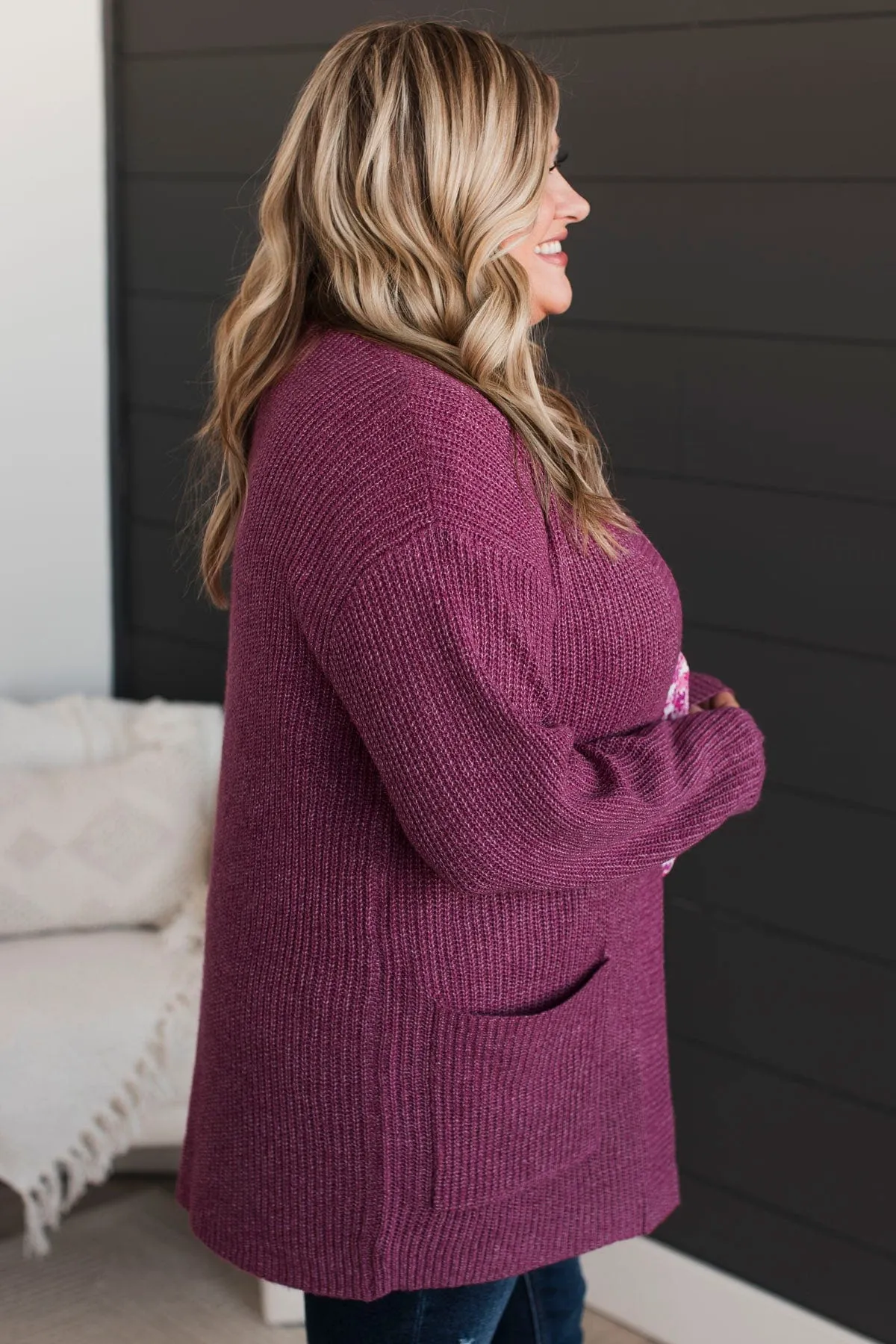 Take Me Places Knit Cardigan- Magenta