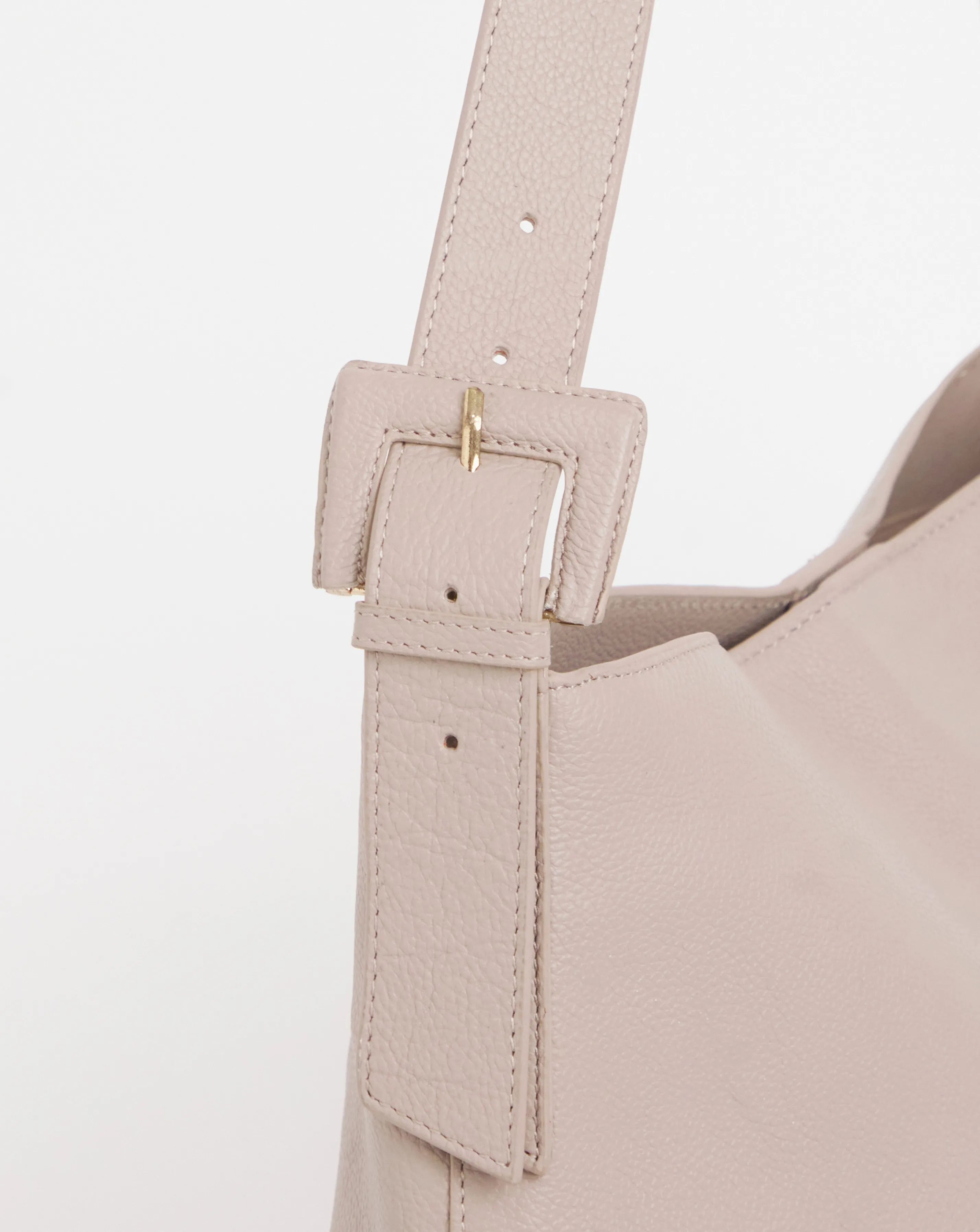 Taupe Real Leather Tote Bag | Simply Be