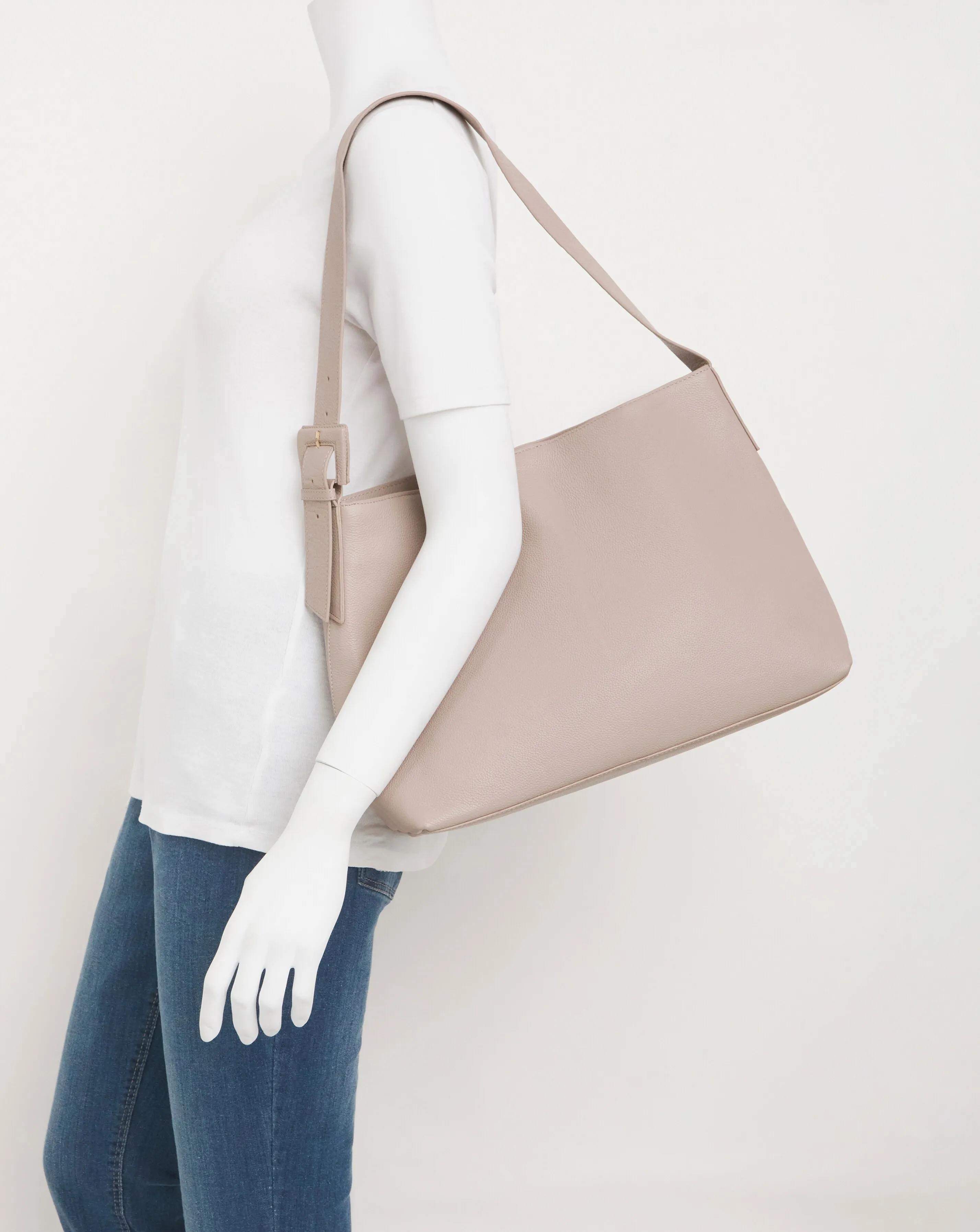 Taupe Real Leather Tote Bag | Simply Be