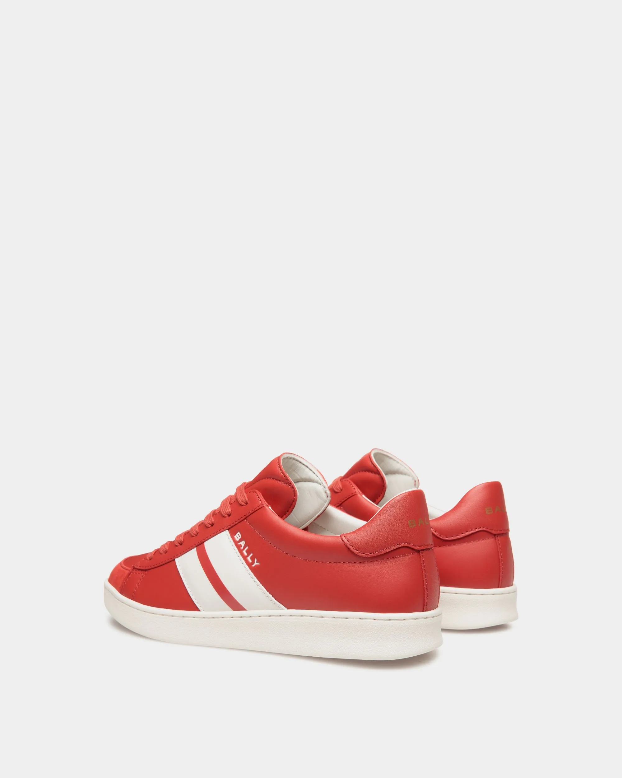 Tennis Sneaker In Candy Red And White Leather 