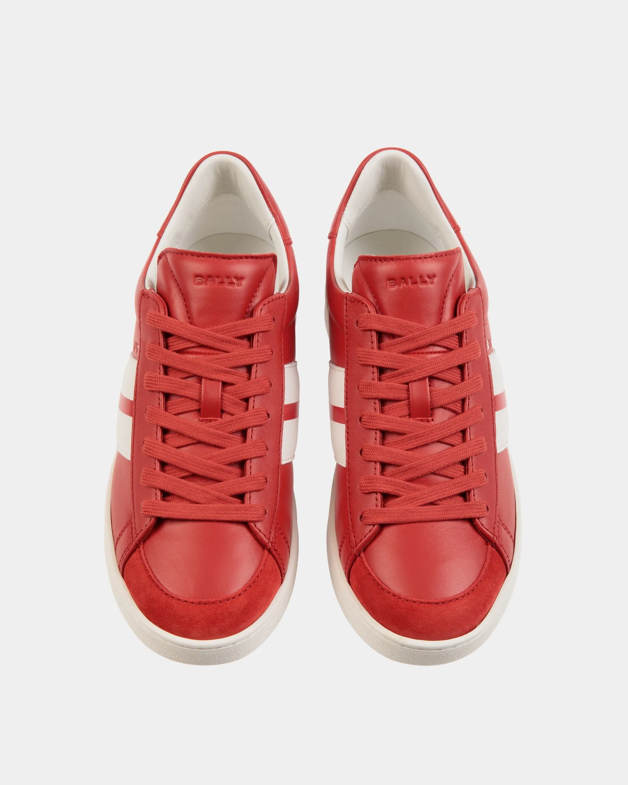 Tennis Sneaker In Candy Red And White Leather 