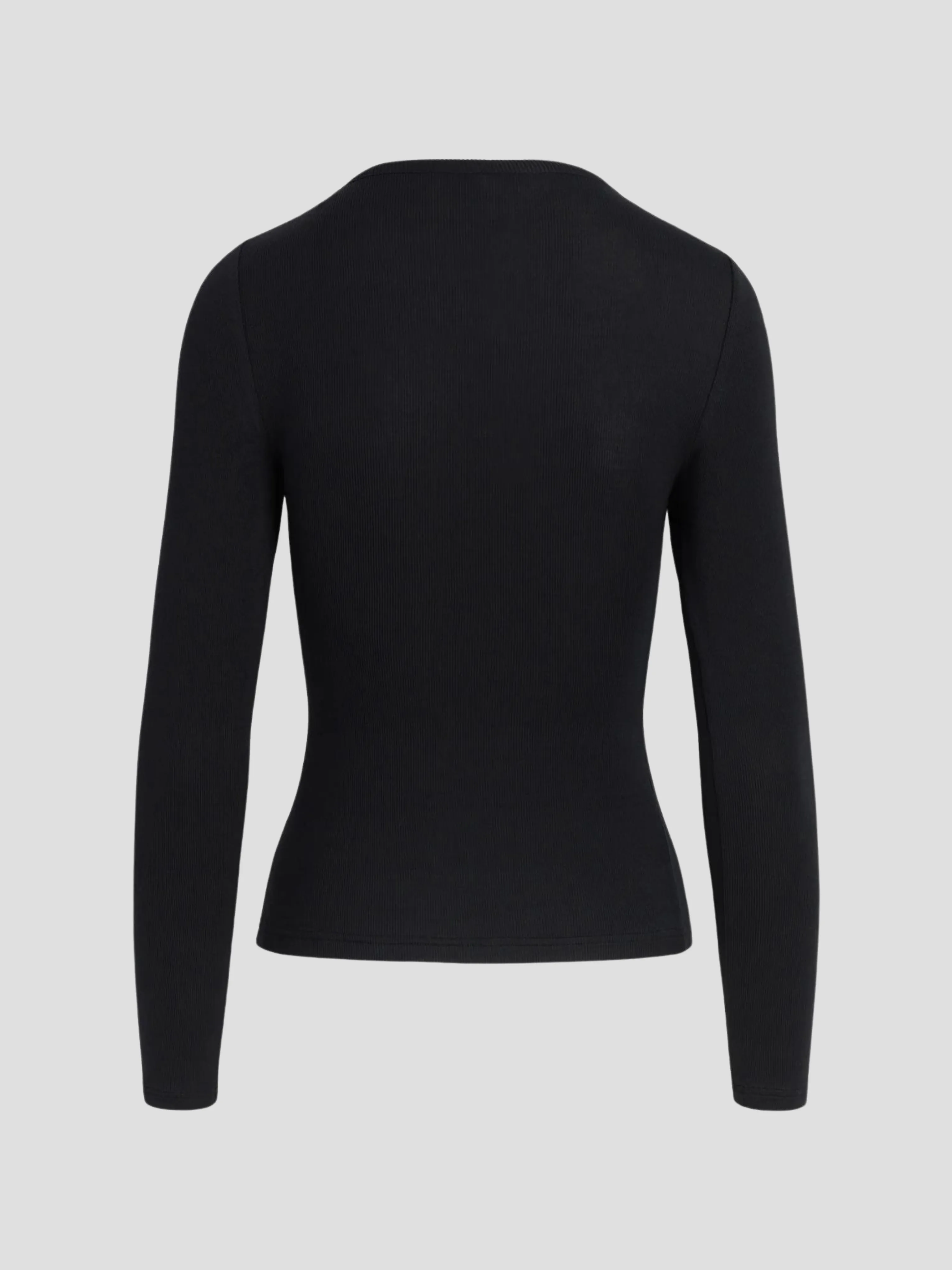 The Henley Ribbed Long Sleeve in Black