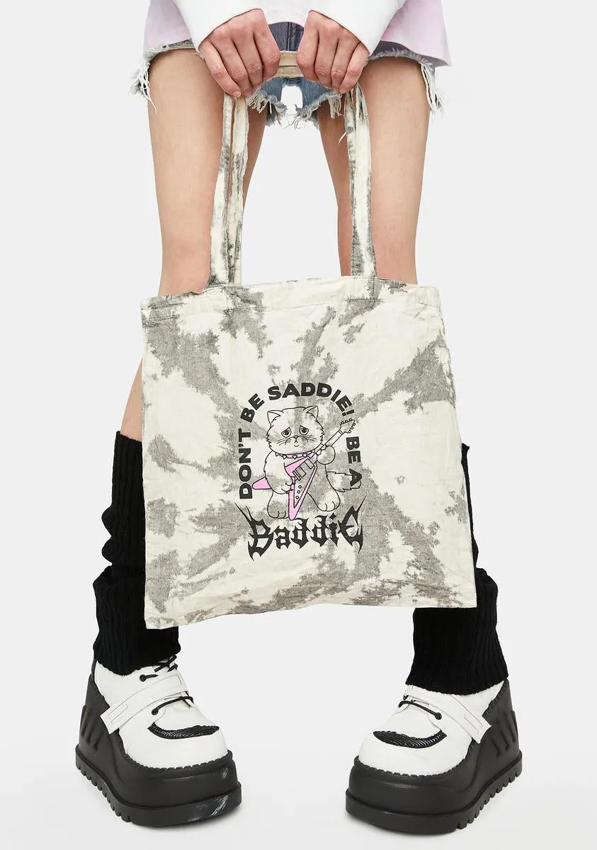 Tie Dye Don't Be Saddie Medium Tote Bag-