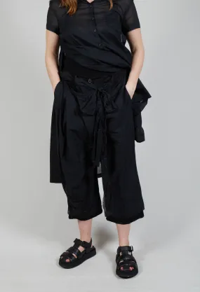 Tie-Waist Trousers in Black Stiff