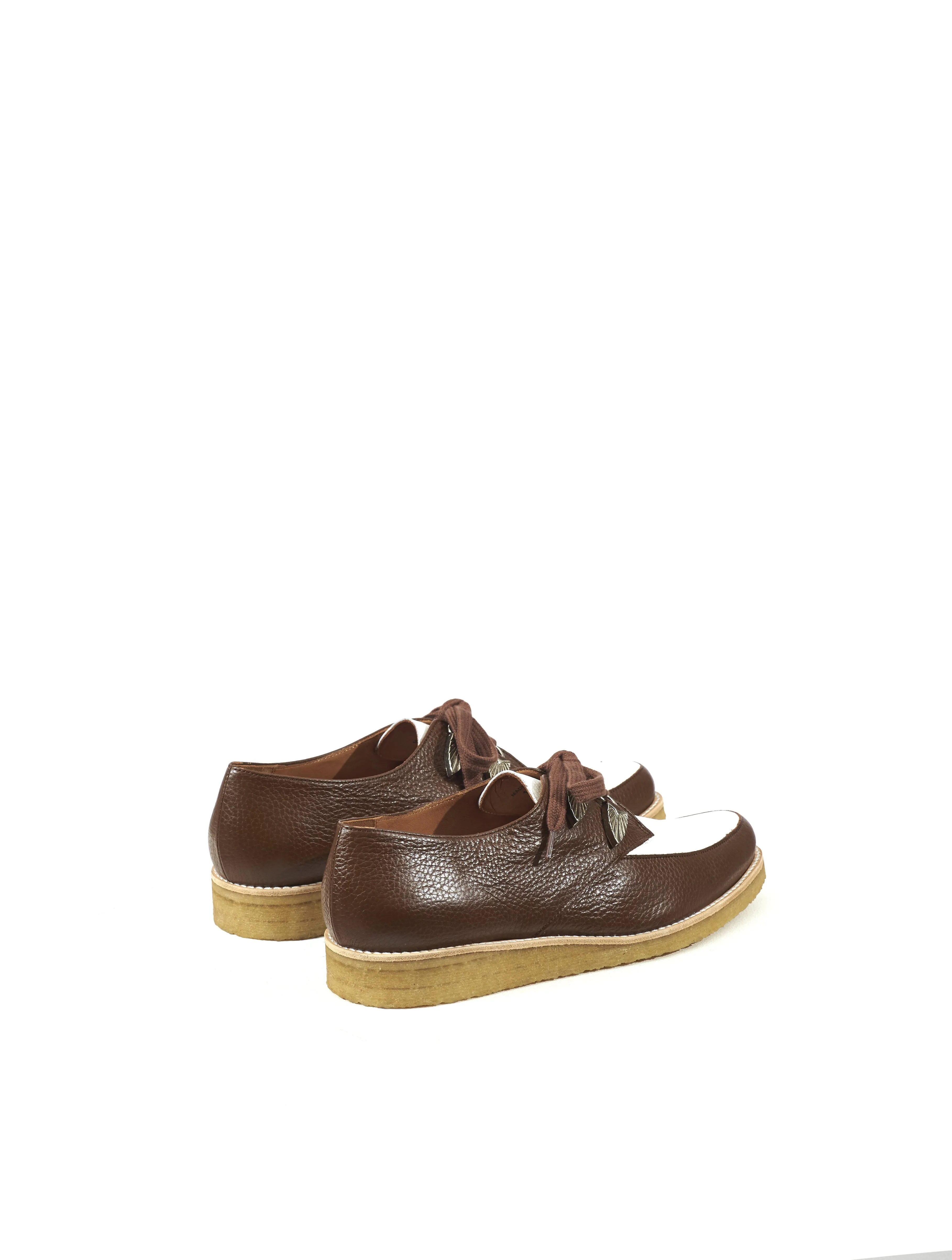 Toga Virilis Brown White Grainy Leather Shoes