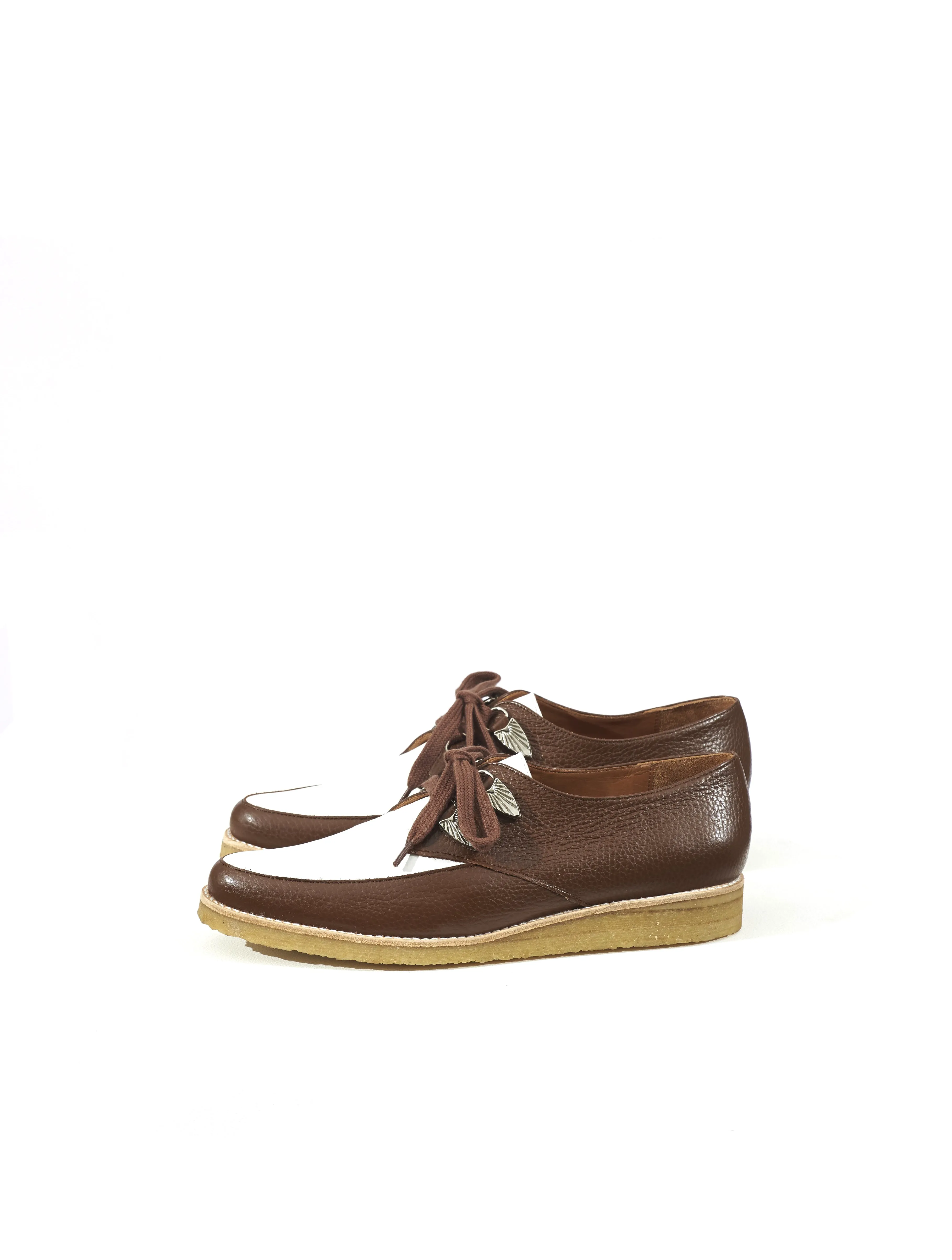 Toga Virilis Brown White Grainy Leather Shoes