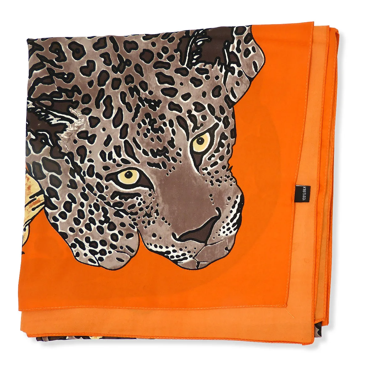 Twill Silk Scarf Women LARGE Leopard Shawls Square Bandana Kerchief Foulards 51Luxury Brand Look Orange