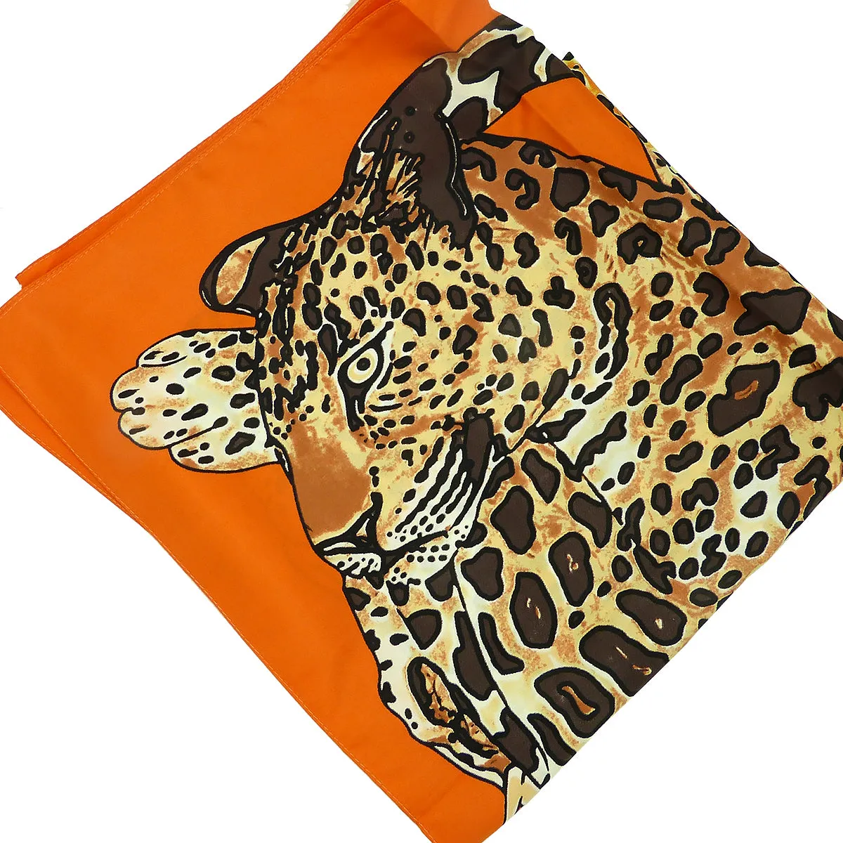 Twill Silk Scarf Women LARGE Leopard Shawls Square Bandana Kerchief Foulards 51Luxury Brand Look Orange