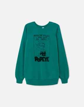 Upcycled Popeye Idea Sweatshirt - Green