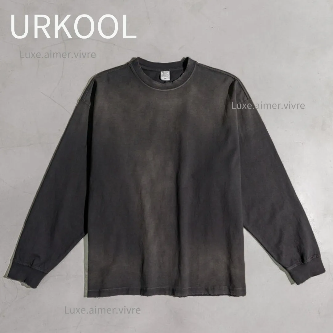 URKOOL  |Pullovers Street Style Bi-color Long Sleeves Plain Cotton