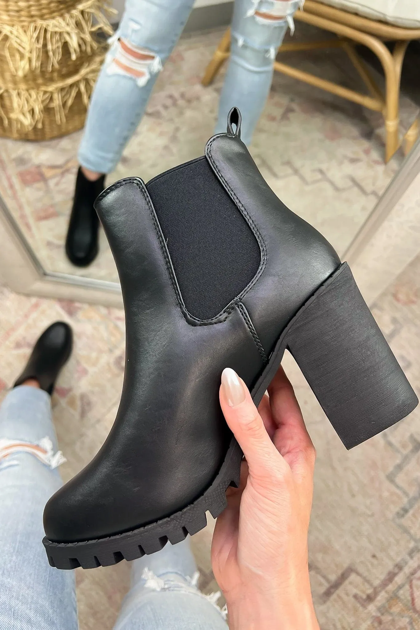 Veronica Faux Leather Heeled Booties - FINAL SALE