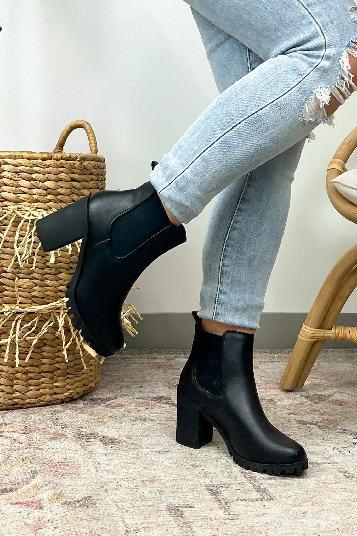 Veronica Faux Leather Heeled Booties - FINAL SALE