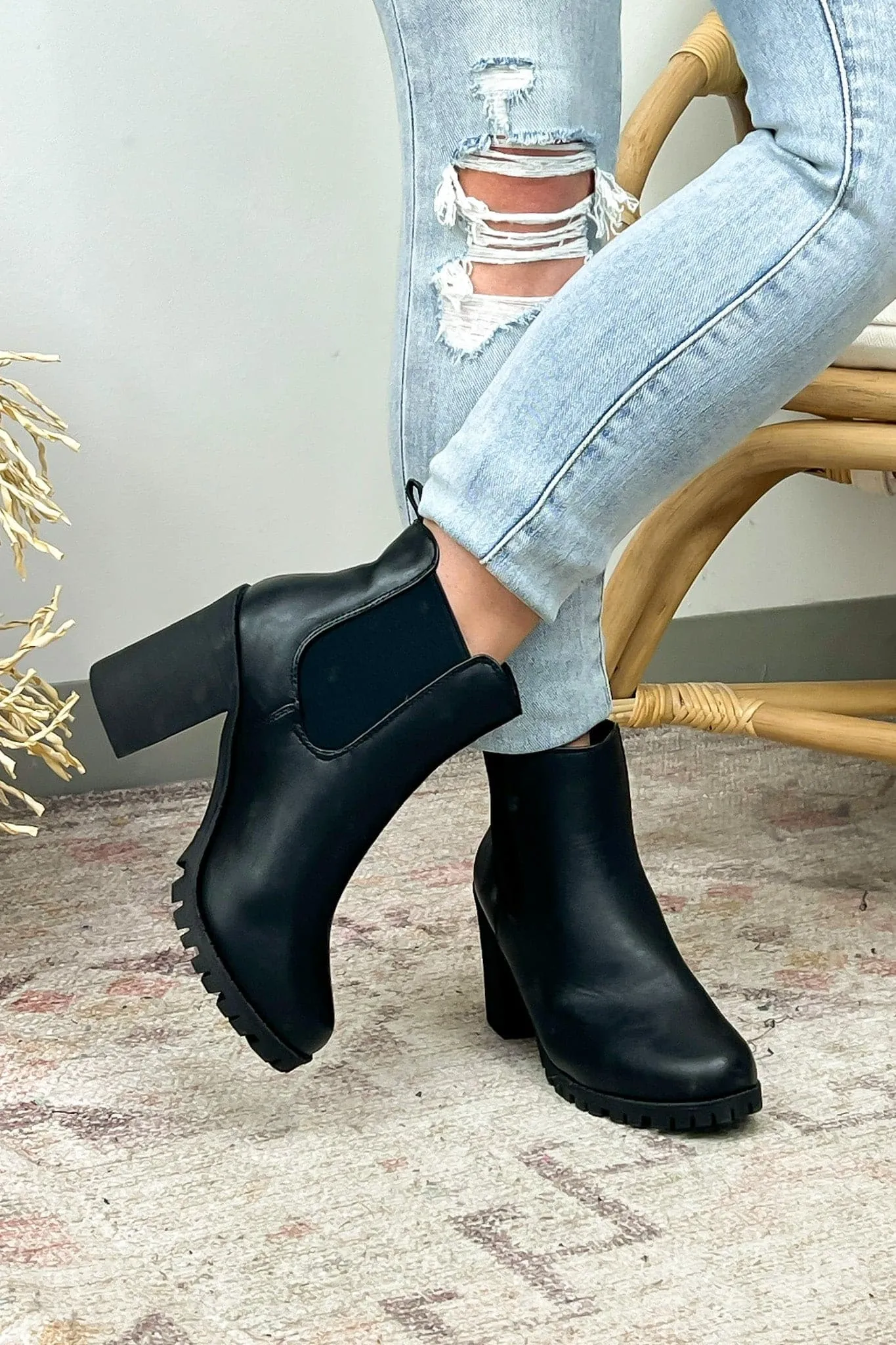 Veronica Faux Leather Heeled Booties - FINAL SALE