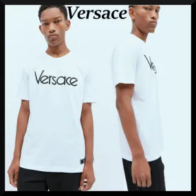 VERSACE  |Crew Neck Pullovers Street Style Plain Cotton Short Sleeves