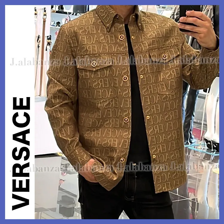 VERSACE  |Long Sleeves Cotton Logo Luxury Shirts