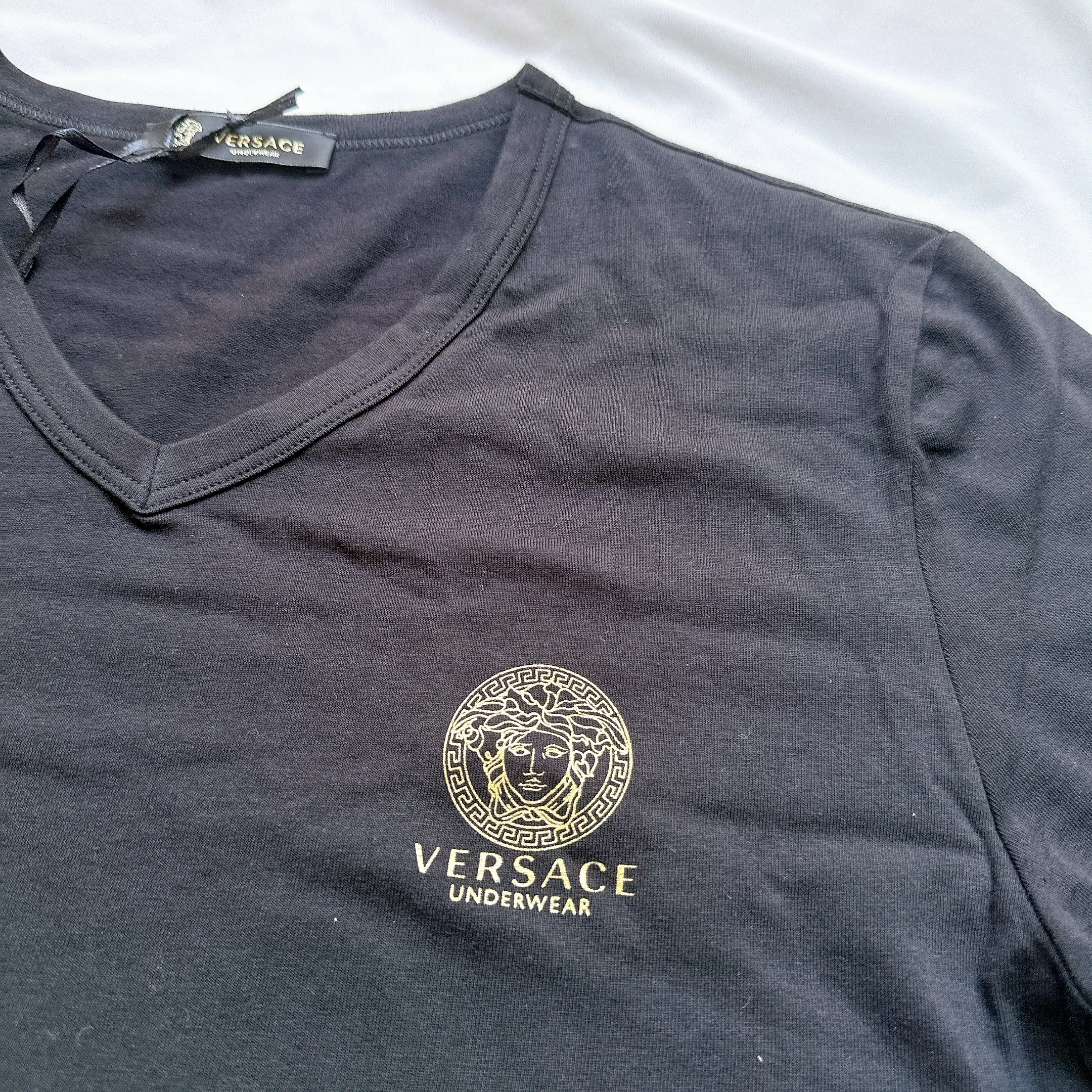 VERSACE  |Pullovers Unisex Street Style V-Neck Plain Cotton