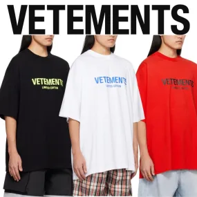 VETEMENTS  |Crew Neck Pullovers Street Style Plain Cotton Short Sleeves