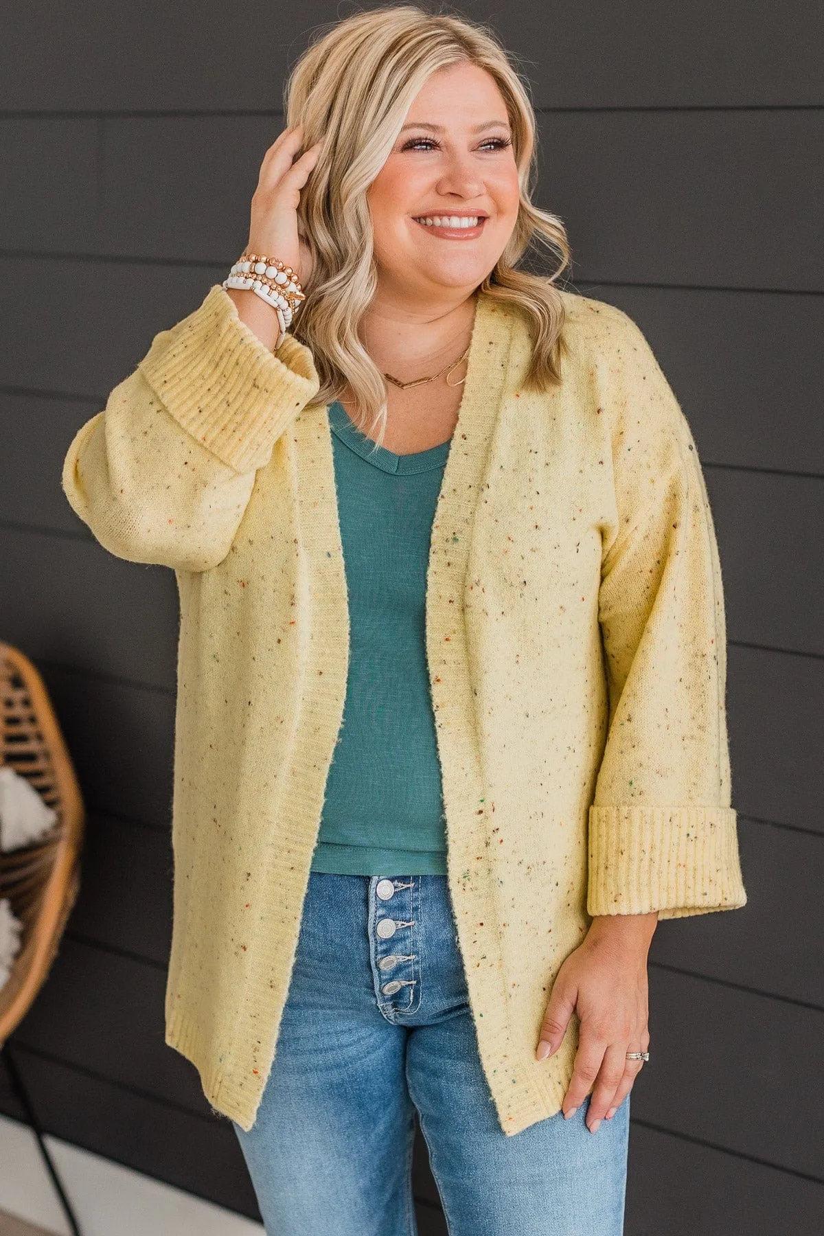 Vibrant Life Speckled Knit Cardigan- Yellow