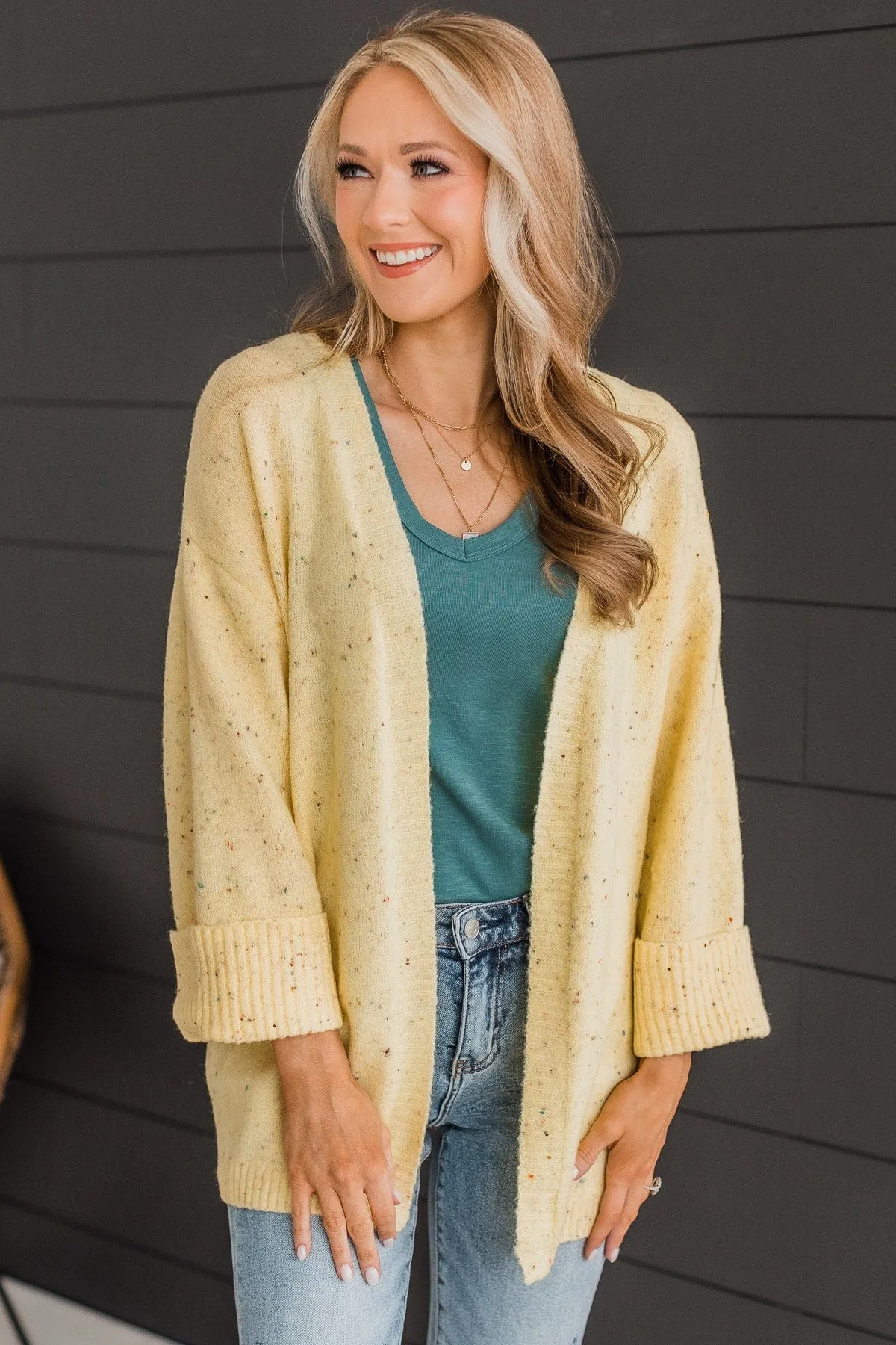 Vibrant Life Speckled Knit Cardigan- Yellow