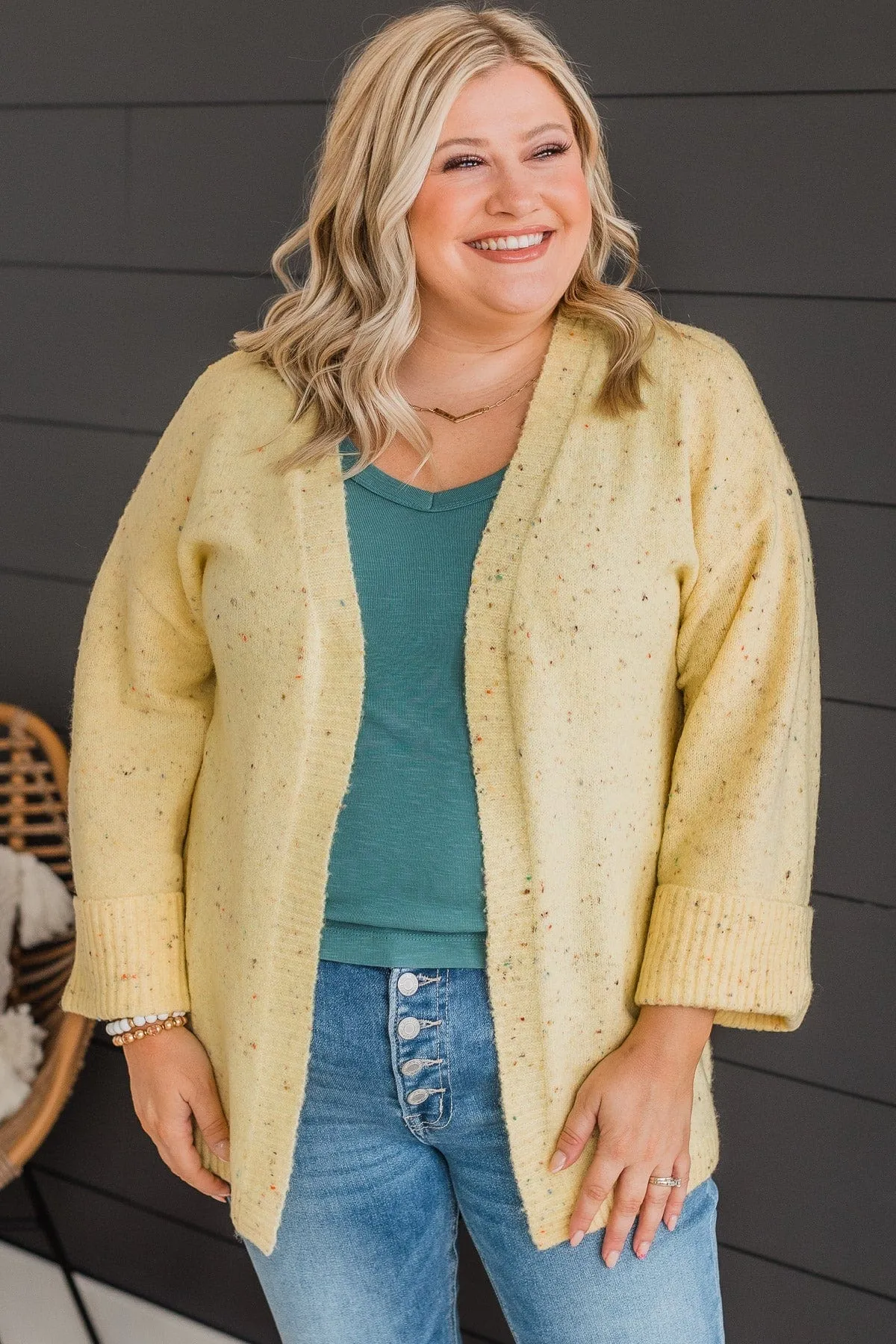 Vibrant Life Speckled Knit Cardigan- Yellow