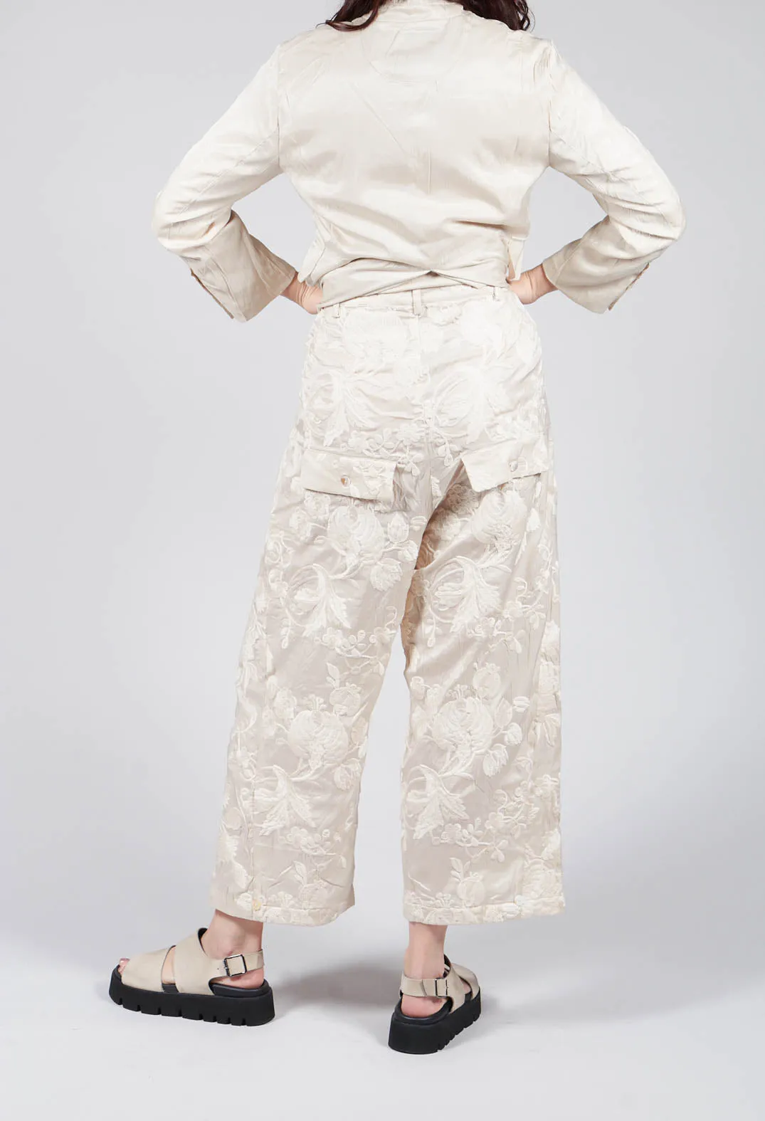 Vielles Fleurs Loose Trousers in Cream