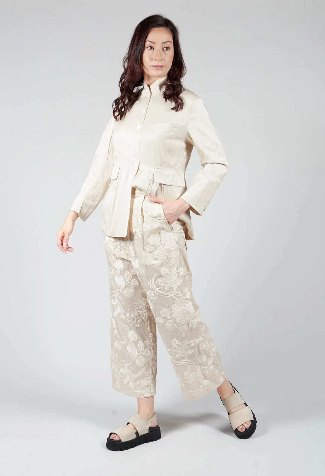 Vielles Fleurs Loose Trousers in Cream