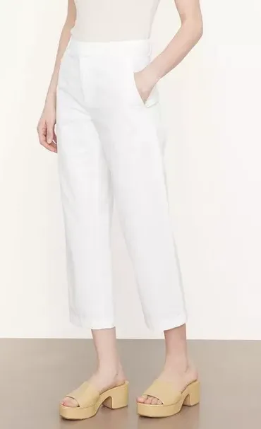 VINCE LOW RISE WASHED COTTON CROP PANT