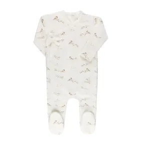 Vintage Birds- Cream - Footie