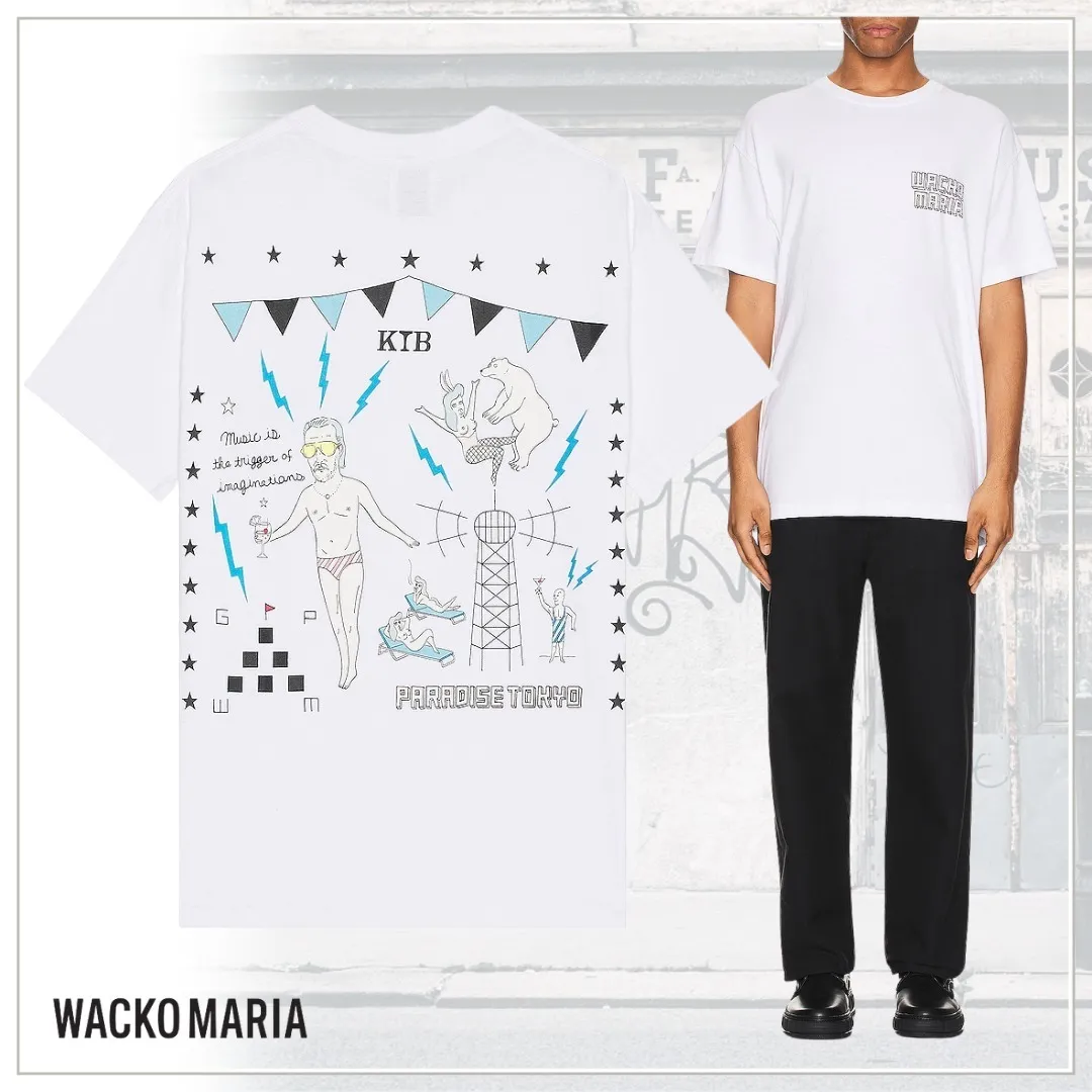 WACKO MARIA  |Pullovers Unisex Street Style U-Neck Cotton Short Sleeves