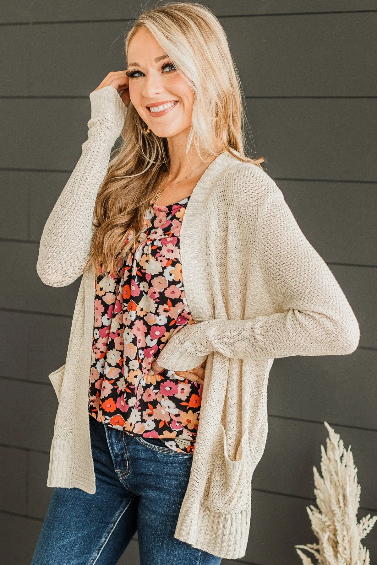 Welcoming To You Knitted Cardigan- Beige