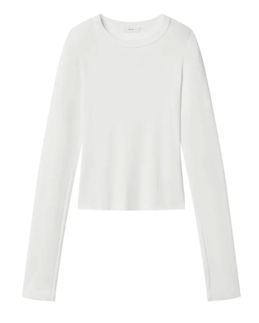 White Ari Cotton Rib Long Sleeve Tee