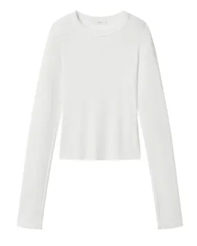 White Ari Cotton Rib Long Sleeve Tee