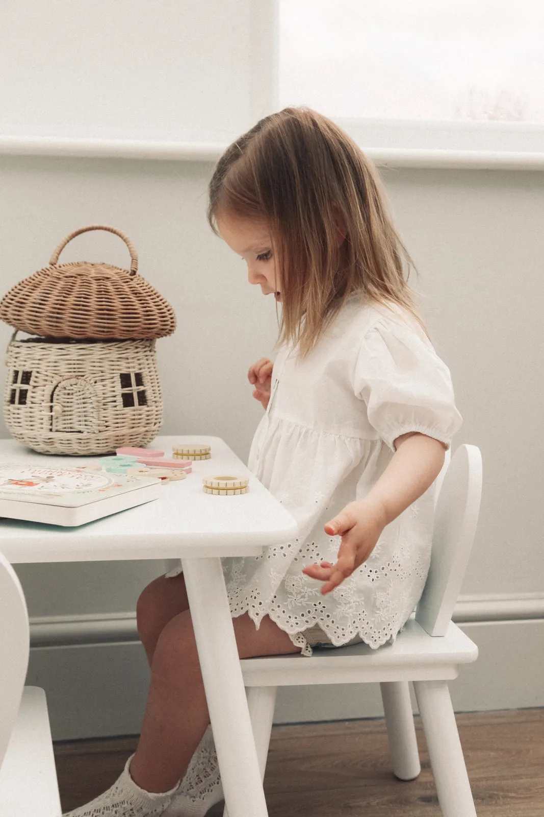 White Broderie Puff Sleeve Blouse