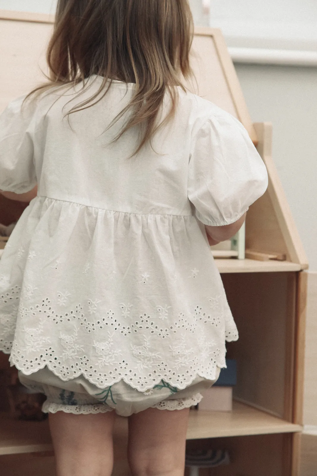 White Broderie Puff Sleeve Blouse